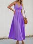Imagem de Vestido maxi CUPSHE com decote em V torcido sem mangas recorte roxo