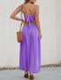 Imagem de Vestido maxi CUPSHE com decote em V torcido sem mangas recorte roxo