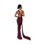 Imagem de Vestido Maxi Feminino Ajustável - Um Ombro, Sem Costas, com Lenço Franzido e Laço Y2K
