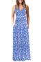 Imagem de Vestido maxi feminino AUSELILY com decote em V profundo floral azul branco