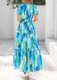 Imagem de Vestido maxi feminino PRETTYGARDEN, boho, floral, azul, XXL