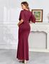 Imagem de Vestido maxi para maternidade AISWI Maxi com faixa de flores cor de vinho