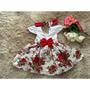 Imagem de Vestido Menina Elegante Infantil Floral Verão Busto Branco