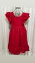 Imagem de Vestido Menina Infantil Elegante Vermelho Liso Ombro Babado