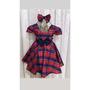 Imagem de Vestido Menina Infantil Elegante Xadrez Listrado RF12