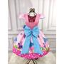 Imagem de Vestido Menina Infantil Luxo Temático Manga Viés Galinha Pintadinha Rosa