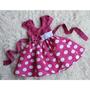 Imagem de Vestido Menina Infantil Simples Rosa Pink Bolinhas Brancas