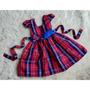 Imagem de Vestido Menina Infantil Simples Xadrez Vermelho Laço Azul