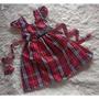 Imagem de Vestido Menina Infantil Simples Xadrez Vermelho Laço Preto