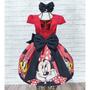 Imagem de Vestido Menina Luxo Temático Busto Liso Minnie Vermelho