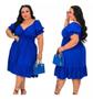 Imagem de Vestido Mid Plus Size Feminino Viscolinho Pipoca Moda Manga Curta