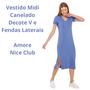 Imagem de Vestido Midi Canelado Decote V Amore Nice Club