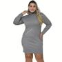 Imagem de Vestido Midi Canelado Plus Size Curto com Gola Feminino