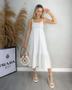 Imagem de Vestido Midi com Lastex no Busto e Babado - Cousin - Branco / Pink