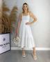 Imagem de Vestido Midi com Lastex no Busto e Babado - Cousin - Branco / Pink