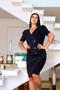 Imagem de Vestido Midi Com Manga Bufante Transpassado Paetê Plus Size