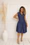 Imagem de Vestido Midi Jeans Feminino Sem Manga Com Babado - Moda Slim e Plus Size