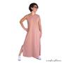 Imagem de Vestido midi longo feminino corte a fio com fenda malha 100% algodão básico