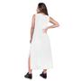 Imagem de Vestido midi longo feminino corte a fio com fenda malha 100% algodão básico