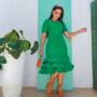 Imagem de Vestido Midi Plus Size 3 Babados Moda Evangélica Feminina
