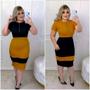 Imagem de Vestido Midi Plus Size Biocolor ziper Moda Feminina Evangélica