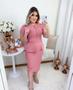 Imagem de Vestido Midi Plus Size Peplum zíper Moda Feminina Evangélica