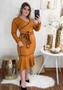 Imagem de Vestido Midi Plus Size Viés Transpassado Manga Longa