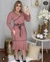 Imagem de Vestido Midi Plus Size Viés Transpassado Manga Longa