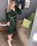 Imagem de Vestido Midi Plus Size Viés Transpassado Manga Longa
