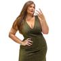 Imagem de Vestido Midi Regata com Zíper nas Costas Lurex Foil Babado Forrado Plus Size