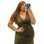 Imagem de Vestido Midi Regata com Zíper nas Costas Lurex Foil Babado Forrado Plus Size