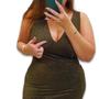 Imagem de Vestido Midi Regata com Zíper nas Costas Lurex Foil Babado Forrado Plus Size