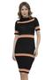 Imagem de Vestido Midi Tricot Listras Gola Alta Vestido Midi Tricot Listras Gola Alta-laranja