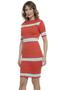 Imagem de Vestido Midi Tricot Listras Gola Alta Vestido Midi Tricot Listras Gola Alta-laranja