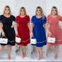 Imagem de Vestido Moda Evangelica Social Plus Size Rodado Liso Casual Barato Luxo Acinturado Solto