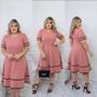 Imagem de Vestido Moda Evangelica Social Plus Size Rodado Liso Casual Barato Luxo Acinturado Solto