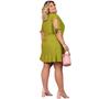 Imagem de Vestido Moda Maior plus size feminino viscolinho soltinho manga ajustável jovial com babado curto
