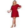 Imagem de Vestido Moda Maior plus size feminino viscolinho soltinho manga ajustável jovial com babado curto 