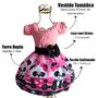 Imagem de Vestido Panda Rosa Luxo Temático Infantil Com Saiote Tule