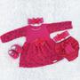 Imagem de Vestido Para Bebê Manga Longa Renda Kit 5 Pçs Pink