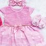 Imagem de Vestido Para Bebê Recém Nascido À 6 Meses Kit Com 5 Pçs Luxo Rosa