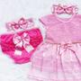 Imagem de Vestido Para Bebê Recém Nascido À 6 Meses Kit Com 5 Pçs Luxo Rosa