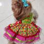 Imagem de Vestido pet festa junina florido com rendas - Tamanho M