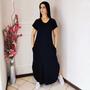 Imagem de Vestido Plus Size Camisetão Longo Maxi Soltinho Preto