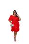 Imagem de Vestido plus size curto   ombro a ombro de  viscolinho