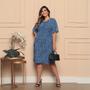Imagem de Vestido Plus Size Estampado Com Manga Morcego e Elástico na Cintura Estampa Sortida