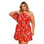 Imagem de Vestido Plus Size Feminino Estampado Manga Nula 0424