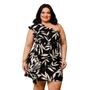 Imagem de Vestido Plus Size Feminino Estampado Manga Nula Babado 0431