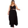 Imagem de Vestido Plus Size Feminino Longo Estampado Aberto na Cintura 0414