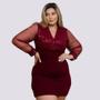 Imagem de Vestido Plus Size Feminino Paetê Manga Longa Roupas 48 a 52 0122